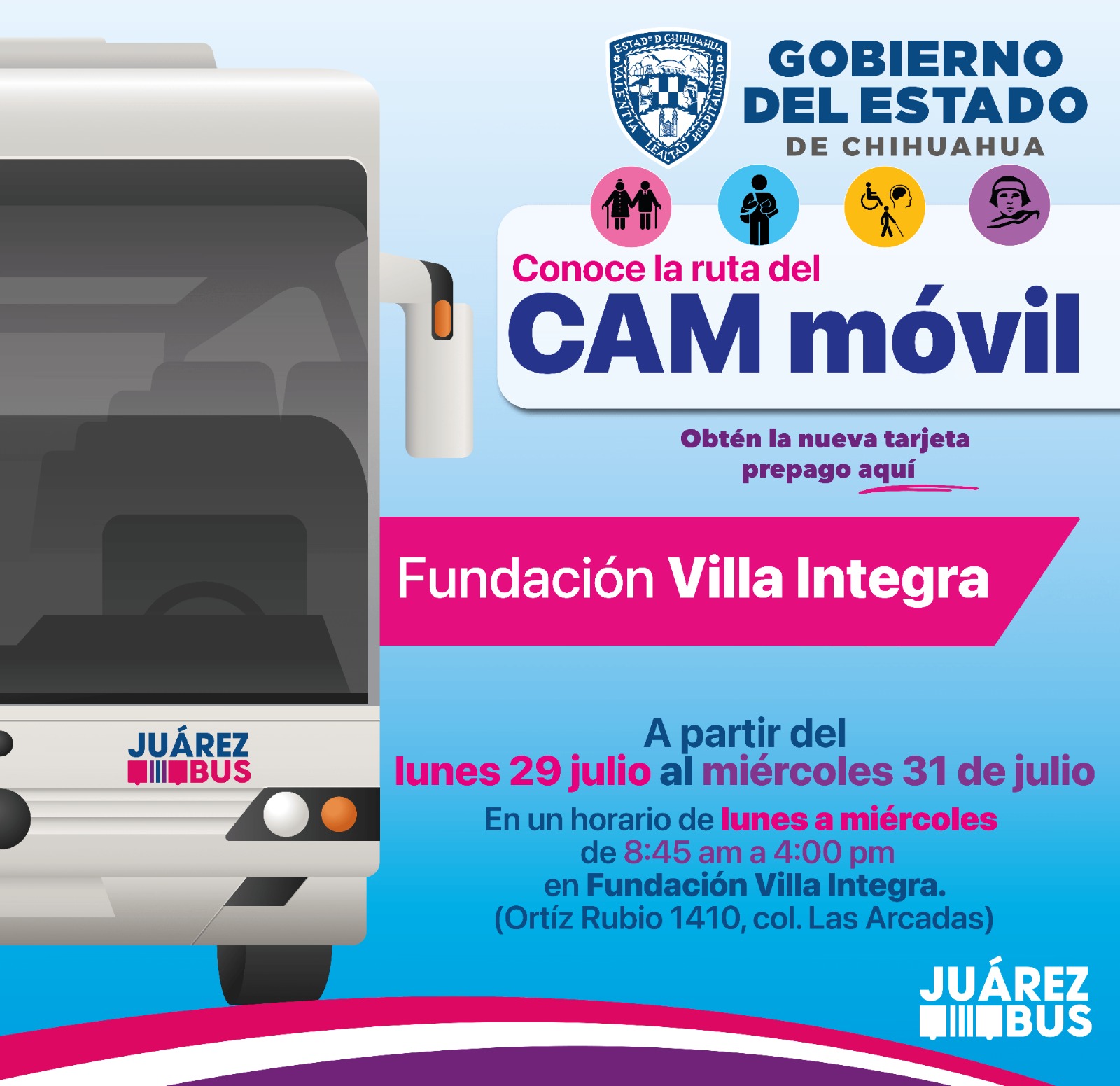 Llega el CAM Móvil del JuárezBus a Villa Integra y al ITCJ.