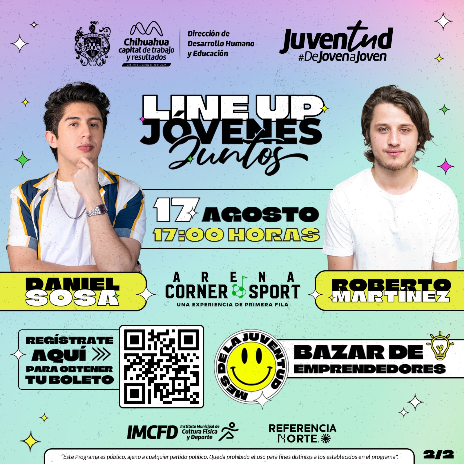Roberto Martínez y Daniel Sosa vendrán a evento “Jóvenes Juntos”: Municipio.