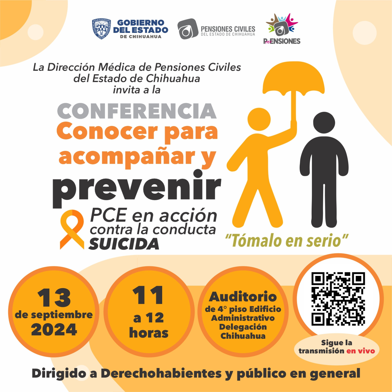 Invita Pensiones Civiles a la conferencia “Conocer para acompañar y prevenir el suicidio”.