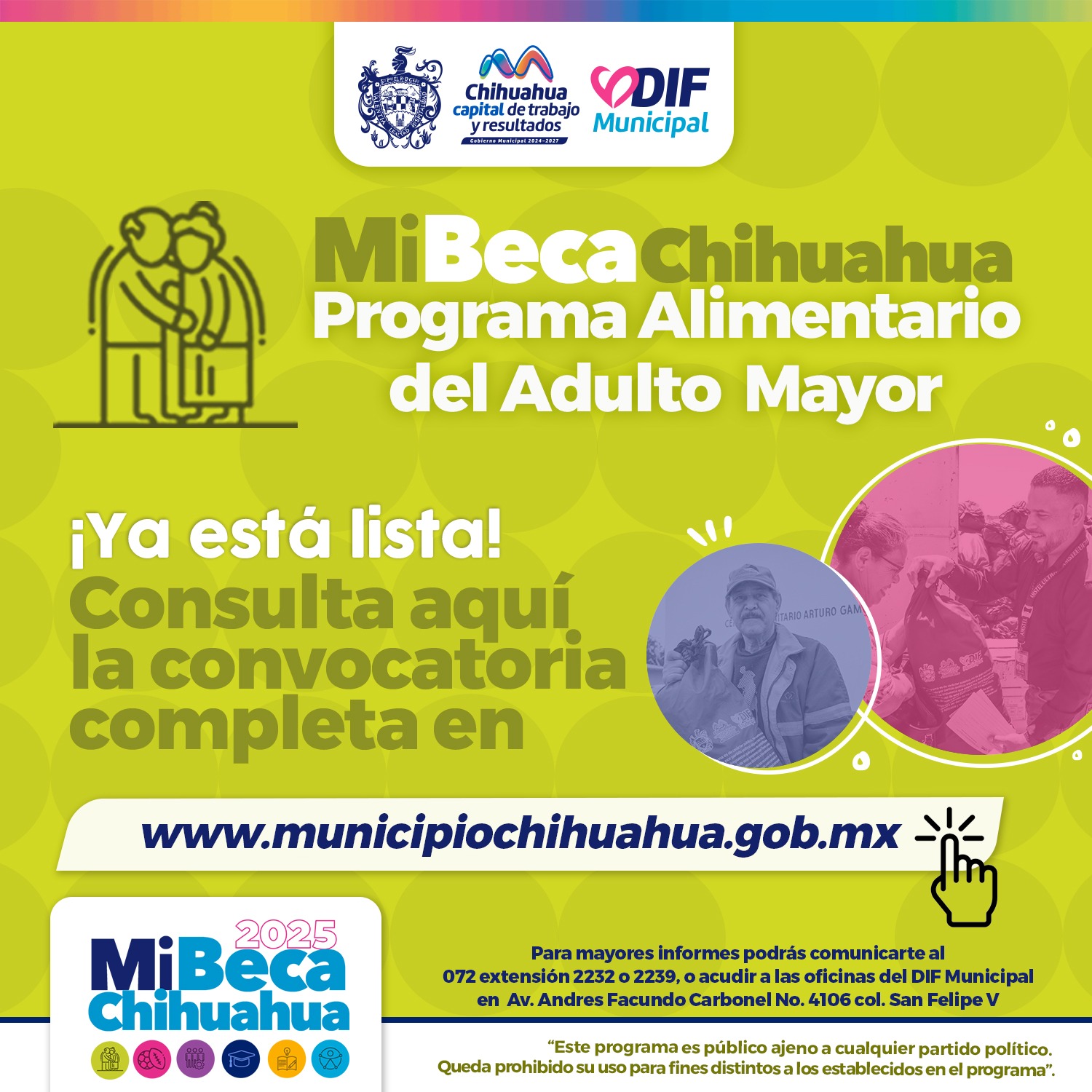 Por iniciar recepción de documentos para Programa Alimentario del Adulto Mayor 2025: DIF Municipal.