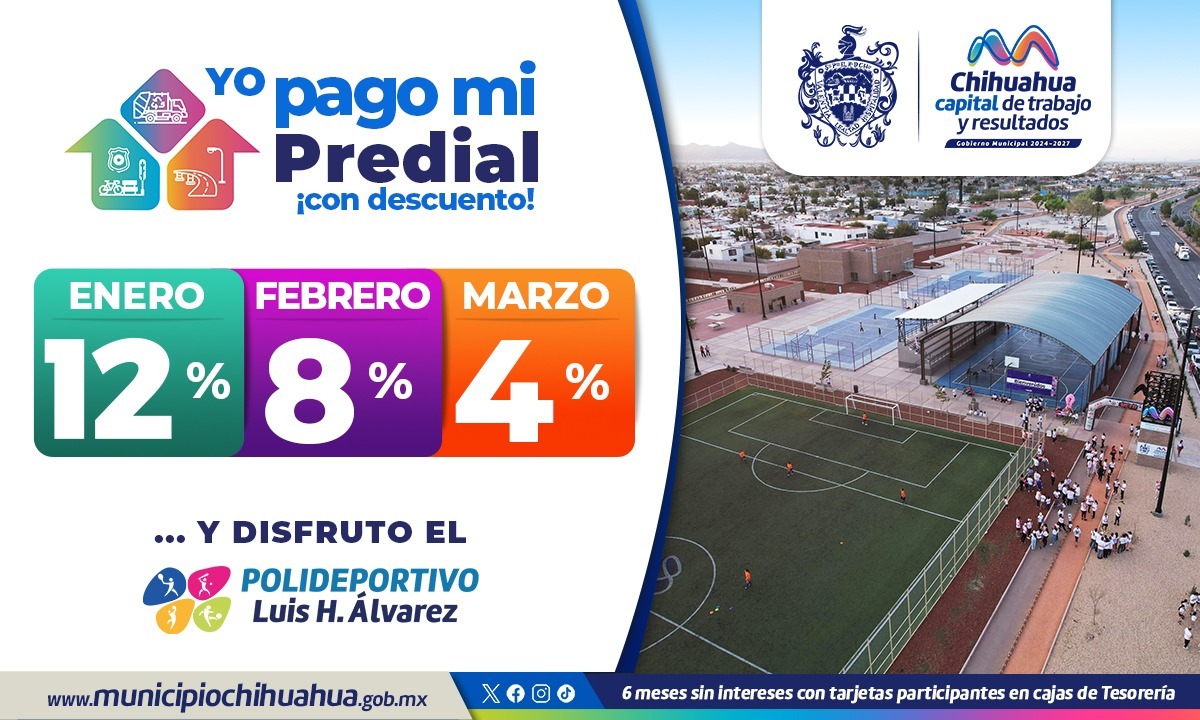Aprovecha últimos cinco días del 12% descuento en el pago de tu Predial.