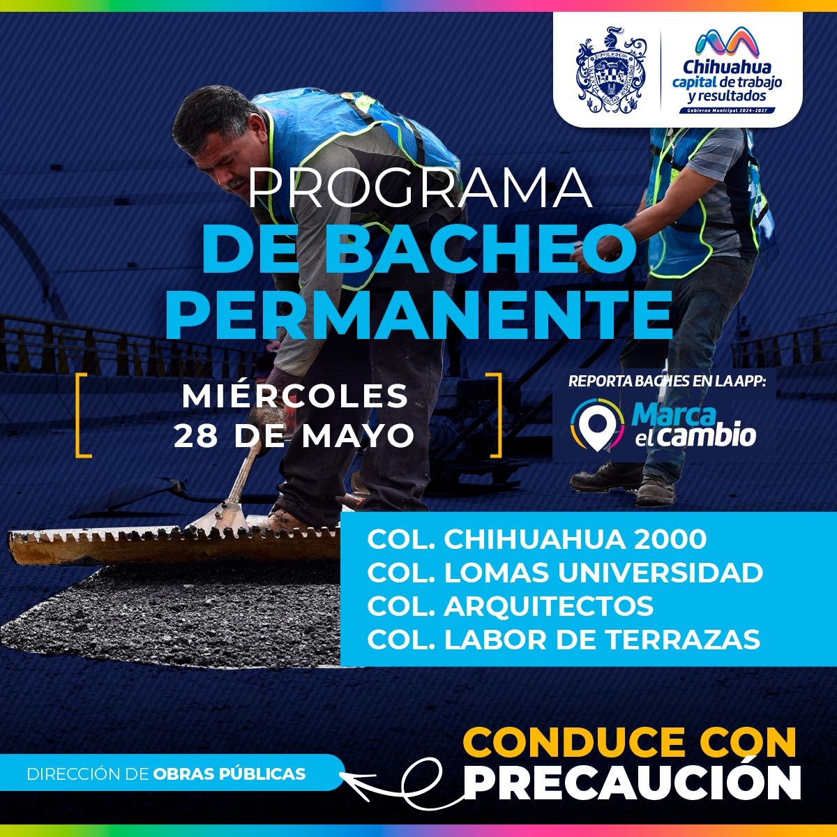 Estas zonas de la capital tendrán bacheo este 28 de mayo: Municipio.